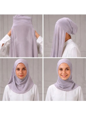 ALDAIYR Hazır Pratik Lüks Boru Boneli Şifon Şal BOA12354