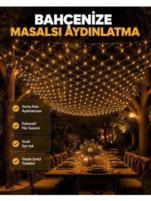Epilons LED File Işık Dekoratif Ağ LED Aydınlatma Iç Mekan Balkon Bahçe Süsü Yeni Nesil