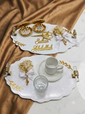 Cyz Home Oval Söz Nişan Tepsisi Kız Isteme Tepsisi Damat Kahve Tepsisi