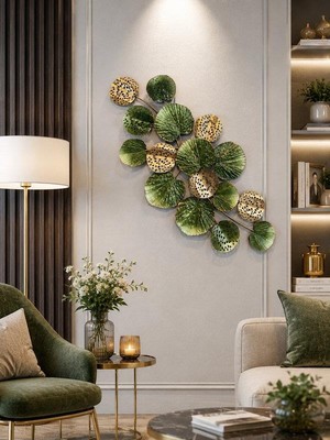Rossev Metal Duvar Panosu 120X55CM Çiçek– Yeşil Gold