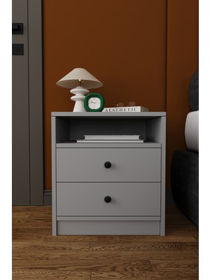 Asra Trend Modern 2 Çekmeceli Komodin Şifonyer %100 Mdf Çok Amaçlı Organizer KMD04