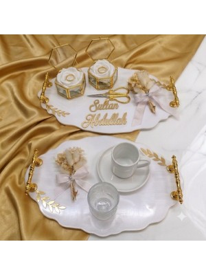 Cyz Home Oval Söz Nişan Tepsisi Kız Isteme Tepsisi Damat Kahve Tepsisi