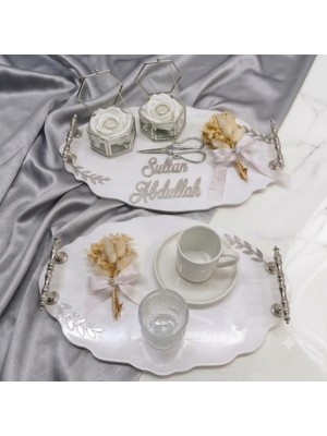 Cyz Home Oval Söz Nişan Tepsisi Kız Isteme Tepsisi Damat Kahve Tepsisi