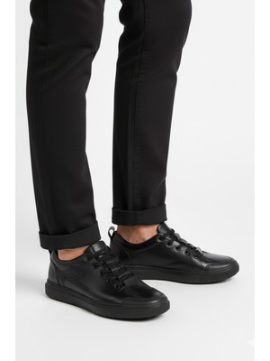 Rizzup Erkek Siyah Hakiki Deri Ortopedik Taban Rahat Günlük Spor Ayakkabı Sneaker 2509965