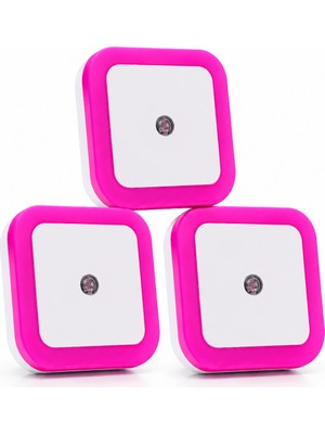 Cata CT-9500 3’lü Set Fotoselli LED Gece Lambası Pembe Sensörlü Prize Takılan Otomatik Gece Işığı