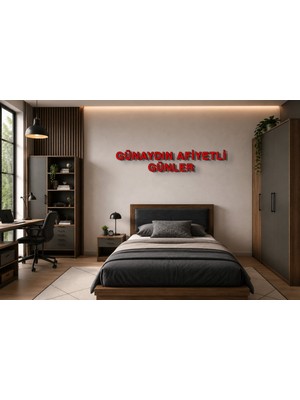 Boyutron Günaydın Afiyetli Günler Modern 3D Baskı Dekoratif Duvar Yazısı Tablo - Red - 10 cm Yükseklik