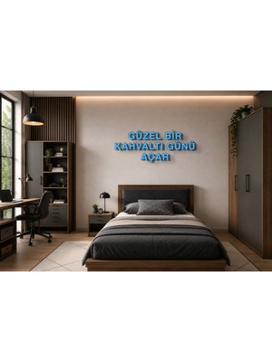 Boyutron Güzel Bir Kahvaltı Günü Açar Modern 3D Baskı Dekoratif Duvar Yazısı Tablo - Sky Bkue - 10 cm Yükseklik