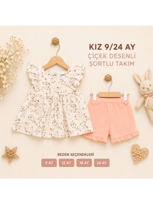 Şımarık Ley Bebe Çiçek Desenli Şortlu Takım