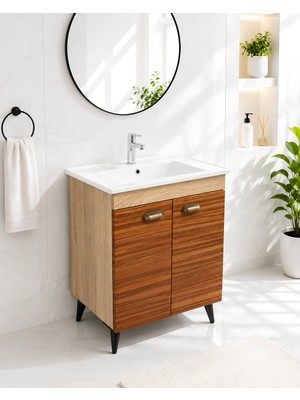 Turkuaz Lavabolu 65 Cm Wc Dolabı Akrilik Kapak