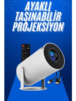 Azrlya Taşınabilir Projeksiyon Ayaklı Projektör Android Uyumlu HDMI Girişli - Lisinya