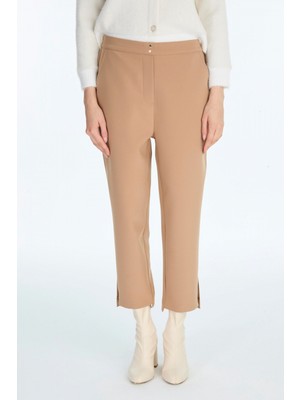 Zühre Yırtmaç Detaylı Camel Pantolon 0240