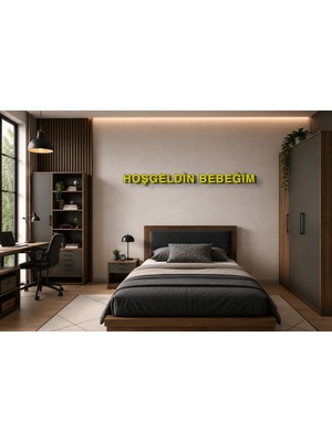 Boyutron Hoşgeldin Bebeğim Modern 3D Baskı Dekoratif Duvar Yazısı Tablo - Yellow - 10 cm Yükseklik