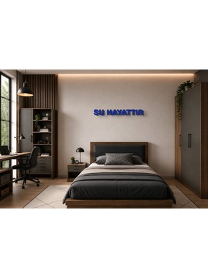 Boyutron Su Hayattır Modern 3D Baskı Dekoratif Duvar Yazısı Tablo - Navy Blue - 10 cm Yükseklik