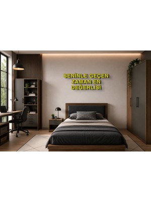 Boyutron Seninle Geçen Zaman En Değerlisi Modern 3D Baskı Dekoratif Duvar Yazısı Tablo - Yellow - 10 cm Yükseklik