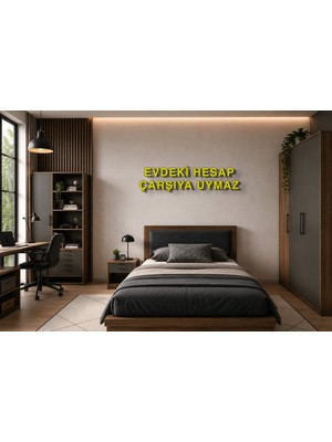 Boyutron Evdeki Hesap Çarşıya Uymaz Modern 3D Baskı Dekoratif Duvar Yazısı Tablo - Yellow - 10 cm Yükseklik