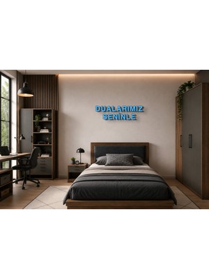 Boyutron Dualarımız Seninle Modern 3D Baskı Dekoratif Duvar Yazısı Tablo - Sky Bkue - 10 cm Yükseklik