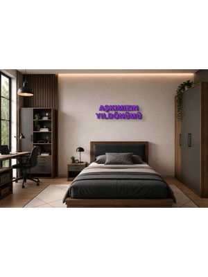 Boyutron Aşkımızın Yıldönümü Modern 3D Baskı Dekoratif Duvar Yazısı Tablo - Purple - 10 cm Yükseklik