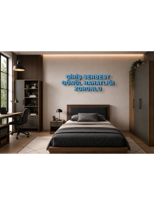 Boyutron Giriş Serbest Gönül Rahatlığı Zorunlu Modern 3D Baskı Dekoratif Duvar Yazısı Tablo - Sky Bkue - 10 cm Yükseklik