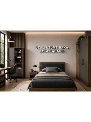 Boyutron Üzüm Üzüme Baka Baka Kararır Modern 3D Baskı Dekoratif Duvar Yazısı Tablo - White - 10 cm Yükseklik