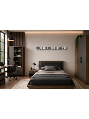 Boyutron Çiçeklerle Büyü Modern 3D Baskı Dekoratif Duvar Yazısı Tablo - White - 10 cm Yükseklik