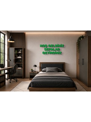 Boyutron Hoş Geldiniz Sefalar Getirdiniz Modern 3D Baskı Dekoratif Duvar Yazısı Tablo - Green - 10 cm Yükseklik