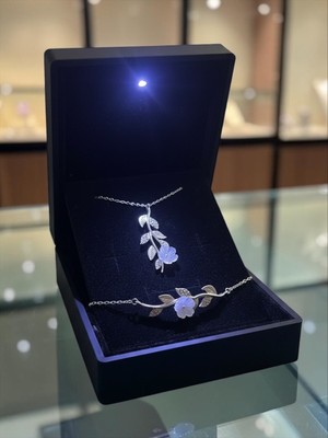 Anka Mücevherat Işıklı Kutuda 925 Ayar Gümüş Manolya Kadın Set