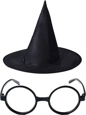 Ankaverse® Harry Potter Büyücü Şapkası ve Harry Potter Büyücü Gözlüğü Siyah Renk