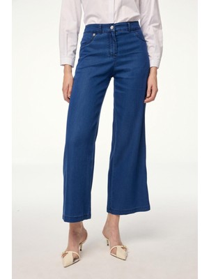 Zühre Denim Geniş Paça Lacivert Pantolon 0136
