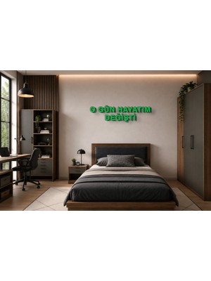 Boyutron O Gün Hayatım Değişti Modern 3D Baskı Dekoratif Duvar Yazısı Tablo - Green - 10 cm Yükseklik