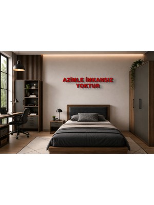 Boyutron Azimle Imkansız Yoktur Modern 3D Baskı Dekoratif Duvar Yazısı Tablo - Red - 10 cm Yükseklik
