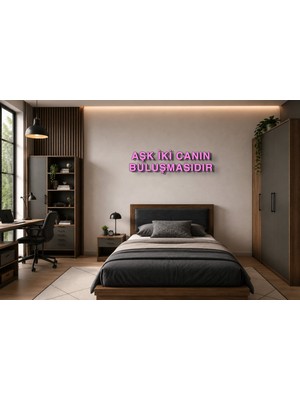 Boyutron Aşk Iki Canın Buluşmasıdır Modern 3D Baskı Dekoratif Duvar Yazısı Tablo - Pink - 10 cm Yükseklik