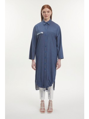 Gömlek Yaka Pul Detaylı Giy Çık Indigo Zühre 0254
