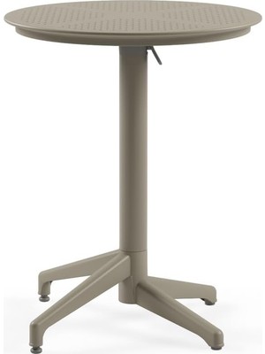 Moon Katlanır Masa Ø60 cm - Bahçe, Balkon, Kafe, Restoran Için, Iç ve Dış Mekan Vizon