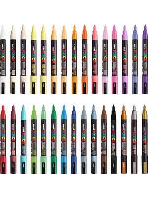 Uni Posca Markör Kalem 3m Set 0.9-1.3 mm Keçe Uçlu (30'lu Set)