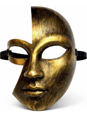 Ceylan Adam Mey Ithalat® Antik Efektli Altın Yarım Yüz Plastik Parti Maskesi