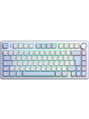 F75 Mekanik Rgb Tkl Graywood V4 Switch Kablosuz Makrolu Hot Swap Türkçe Q Klavye Buz Mavisi