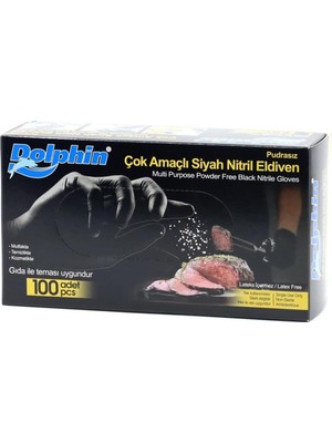 Çok Amaçlı Pudrasız Siyah Nitril Eldiven Orta (M) - 100 Adet