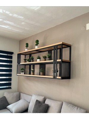 Metal ve Ahşap Duvar Rafı, Çok Yönlü Depolama Rafı, Kitaplık, Ev, Mutfak, Bar, Kafe Için Met