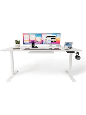 Uprise Comfort Çift Motorlu Yükseklik Ayarlı Masa (72–121 Cm) - Beyaz (Beyaz Ayak/beyaz Tabla,