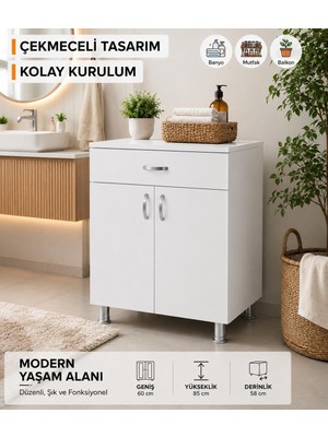 Mutfak Set Altı Ocak Dolabı (Beyaz)