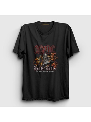 Presmono Unisex Siyah Hells Bells Demons AC/DC T-Shirt