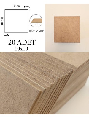 3 mm 10X10 Mdf Plaka (10 Adet) - Hobi, Maket, Ahşap El Sanatları Için Uygun (10`lu Paket)