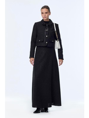 Zühre Tweed Desenli Ikili Siyah Takım 1373