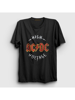 Presmono Unisex Siyah High Voltage AC/DC T-Shirt