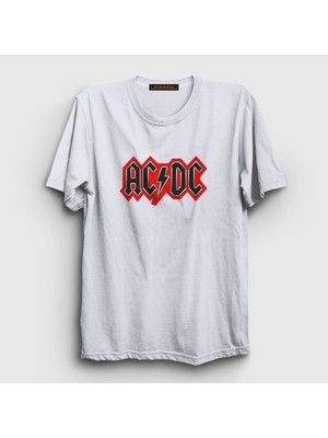 Presmono Unisex Beyaz Red Black AC/DC T-Shirt
