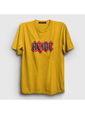Presmono Unisex Sarı Red Black AC/DC T-Shirt