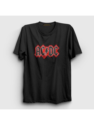 Presmono Unisex Siyah Red Black AC/DC T-Shirt