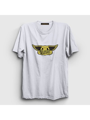 Presmono Unisex Beyaz Yellow Aerosmith T-Shirt