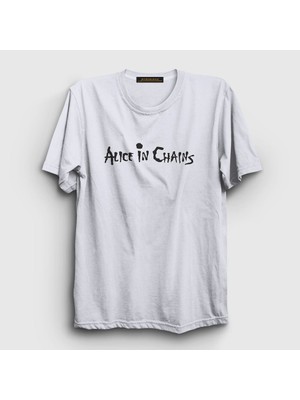 Presmono Unisex Beyaz Alice In Chains T-Shirt