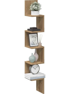 Zig Zag Köşe Duvar Rafı/kitaplık Atlantik Çam 20X20X130 Modern Minimalist Köşe Rafı